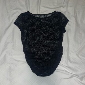 Black Lace Short Sleeve Top